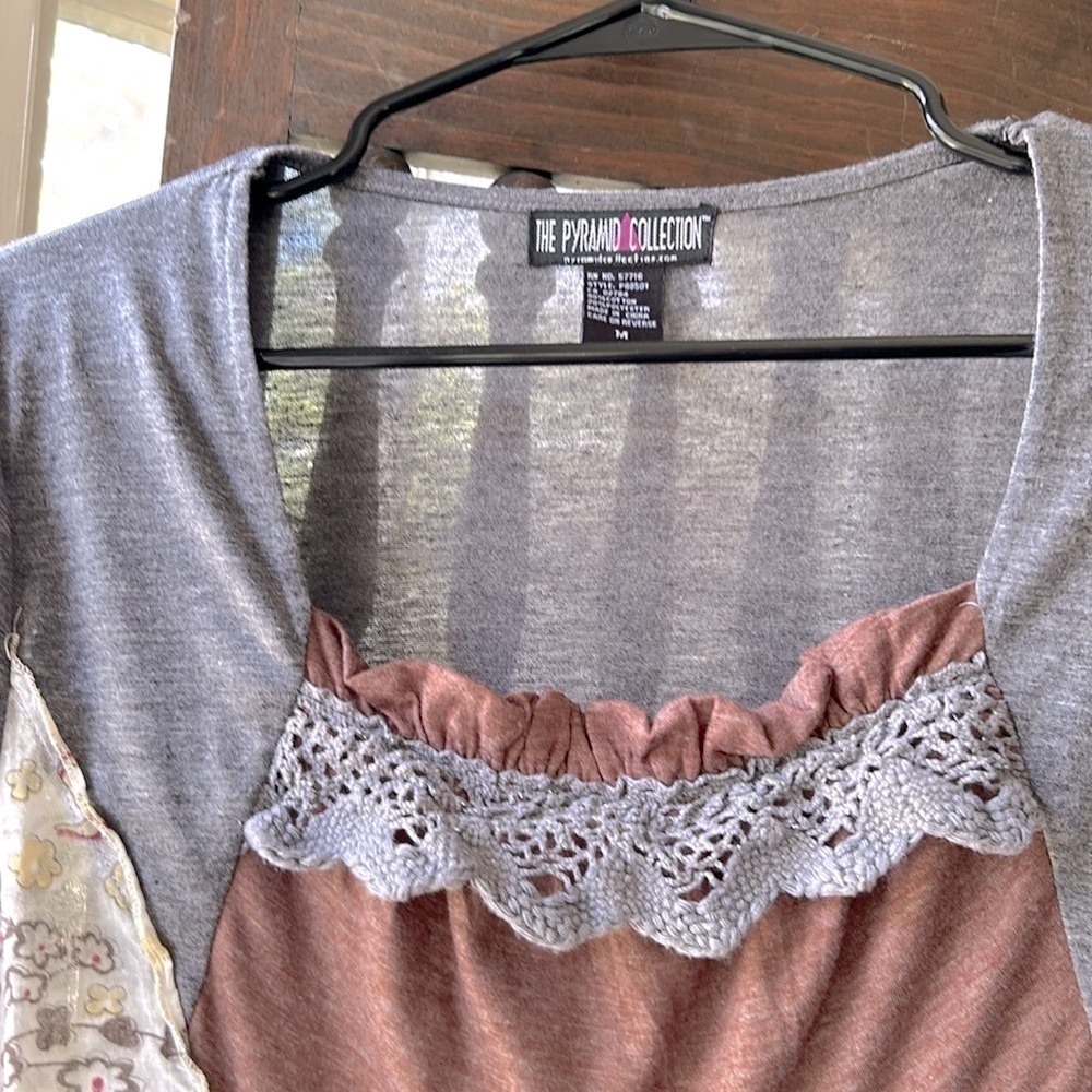 Steampunk Concert Festival Long Sleeve 80% Cotton Knit Dress Mix Media Tunic - Picture 7 of 10